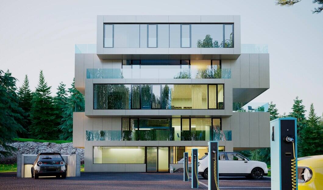 Architecture Firms designing modern residential home with blueprint and 3D model concept