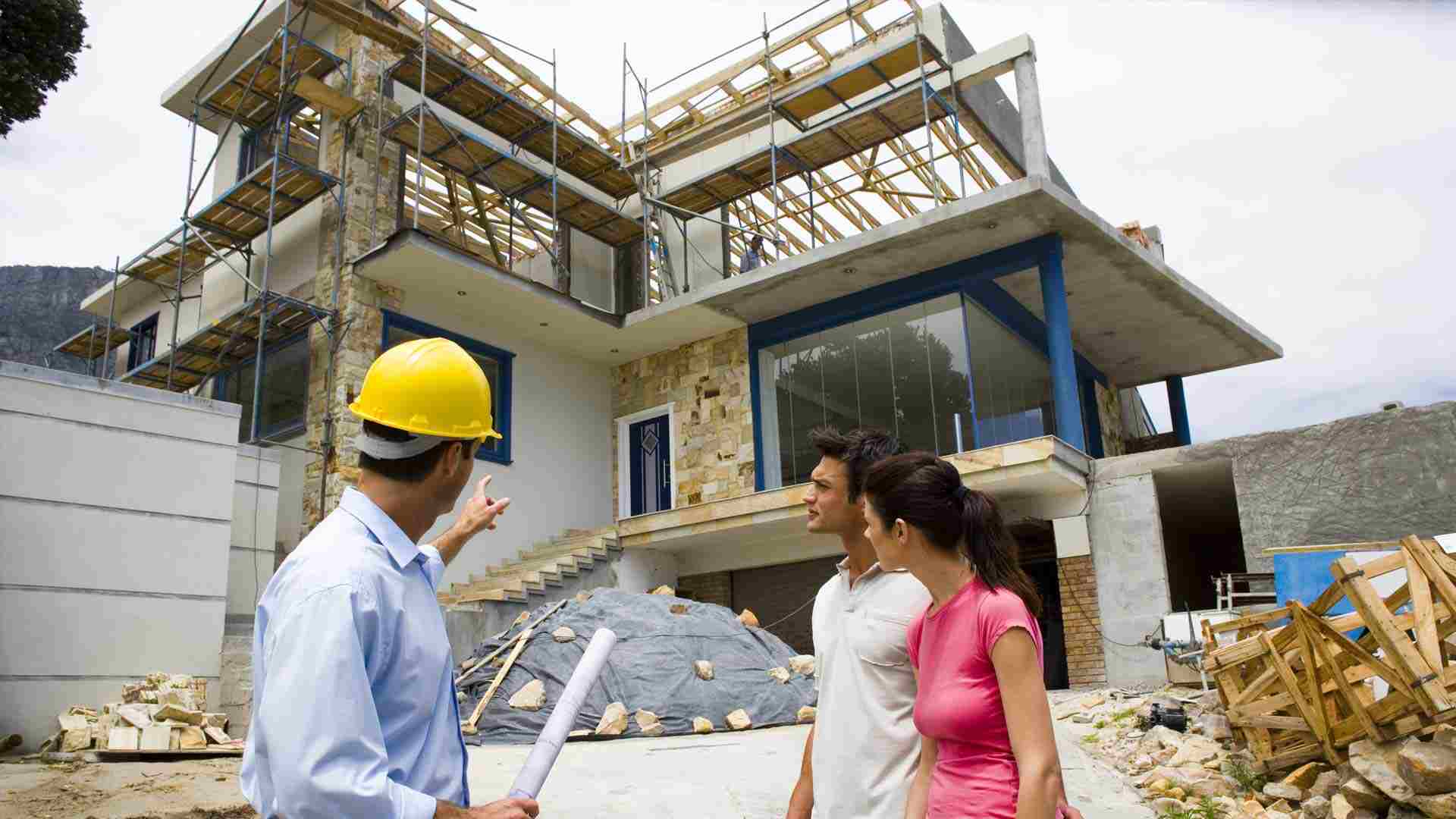 Home Construction Company team building a modern residential house